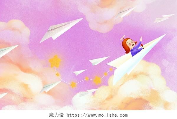 梦想 飞机 飞翔 太空 月亮 云朵 纸飞机梦想纸飞机